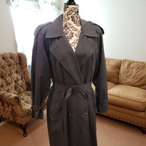 Womans London Fog Green Belted Trench Rain Coat